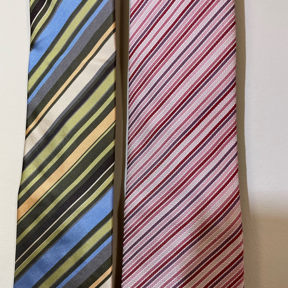 Banana Republic Tie Men’s Green Blue Peach Striped Pink Purple Striped Set of‎ 2